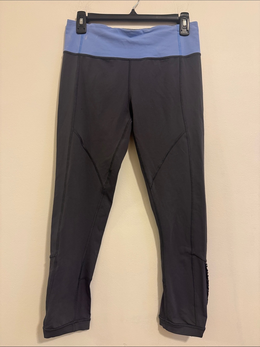 lululemon athletica Black Leggings with Light Blue Waistband